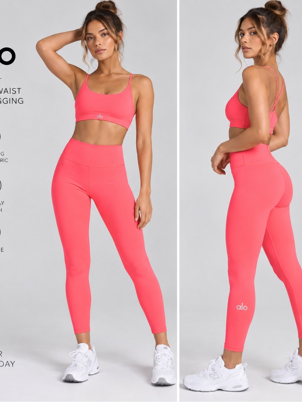 NWT ALO Yoga 7/8 High-Waist Airlift Leggings Fluorescent Pink Coral